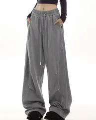 コットン スウェットパンツ グレー ルーズ ストリート ユニセックス