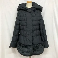 MIIA フェイクファー切替 ショールカラーダウンコート ダウンジャケット すっきりめ ジップ&スナップボタン ミディ丈 ブラック サイズ2 Mのサムネイル