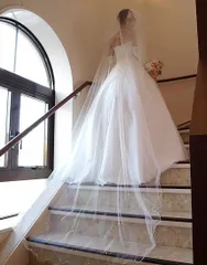 ウェディングベール【ラメ入りメロウ＆パール】（300cmロング丈）