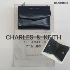 良品💛 CHARLES＆KEITH チャールズ＆キース ／ ウォレット ／ フロントポケット ／ フェイクレザー ／ Rahel ／ ブラック・黒 ／ 二つ折り財布 ／プレゼント ／ 運気上昇 ／ ブランド財布 ／ メンズ ／ レディース