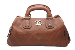 CHANEL シャネル ハンドバッグ 10番台 ココマーク キャビアスキン ブラウン キルティング 美品 中古 4b012369