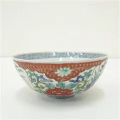 江戸末期　古伊万里　染錦唐花文鉢  食器 おしゃれ アンティーク レトロ 和食 和風 丼 器 小鉢 中鉢 料理 来客 居酒屋 旅館 カフェ