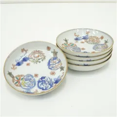 明治期　伊万里焼　錦手四寸皿5客  食器 おしゃれ かわいい インテリア レトロ アンティーク プレート 居酒屋 カフェ 和食 洋食