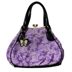 美品 ANNA SUI アナスイ フラワープリント キャンバス トートバッグ パープル レディース 古着 中古 USED