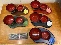 【5客セット】おもてなし和食膳セット（お椀・豆皿・お盆・箸）彩り5