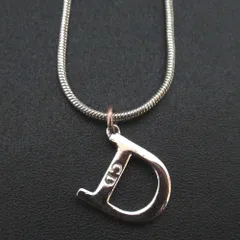 良品 Christian Dior クリスチャンディオール Dロゴ スネークチェーン ネックレス ペンダント シルバーカラー レディース 古着 中古 USED