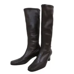 良品 Salvatore Ferragamo サルヴァトーレフェラガモ レザー ロングブーツ 6C 23.5cm相当 ブラウン レディース 古着 中古 USED