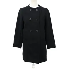  Adam et Rope ノーカラーコート ブラック サイズ38 レディース アンゴラ混【ZK70】