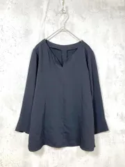 NATURAL BEAUTY BASIC ナチュラルビューティーベーシック 7分袖 エアリーダブルクロス ブラウス シャツ sizeL/黒 ■■レディース