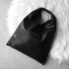 エムエムシックス メゾン マルジェラ レザー ジャパニーズバッグ スモール ハンドバッグ ブラック