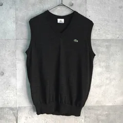 ラコステ ロゴパッチ ウール ニットベスト チャコールグレー