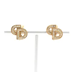 クリスチャン ディオール CDロゴ ラインストーン イヤリング GP レディース