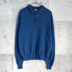 ポロ ラルフローレン スモールポニーロゴ ウール ポロニット ブルー
