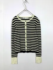 ZARA ザラ ボーダー カーディガン sizeS/白×黒 ■■レディース
