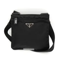 プラダ トライアングルロゴ テスート / レザー ショルダーバッグ ブラック