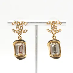 シャネル ココマーク フェイクパール ビジュー ピアス GP レディース