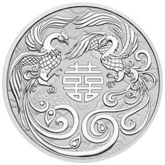 2022年 $1ドル純銀貨】エリザベス2世 中国の神話と伝説 鳳凰 極彩カラ