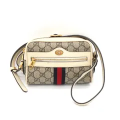 【バレンタイン期間限定セール5%OFF 】グッチ シェリー GGスプリーム / レザー ショルダーバッグ グレー / ホワイト