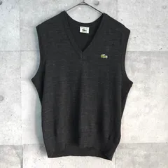 ラコステ ロゴパッチ ウール ニットベスト ダークグレー