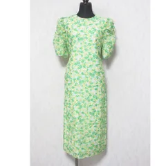 美品 21SS UNITED ARROWS ユナイテッドアローズ 六本木ヒルズ店限定 フラワープリント 半袖 ロングワンピース 36 グリーン系 レディース 古着 中古 USED