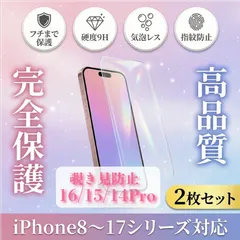 【2枚セット】iPhone16/15/14Pro ガラスフィルム 強化ガラス 保護フィルム 硬度9H 指紋防止 気泡レス 高透明 全面保護