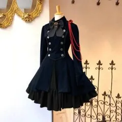 【CHA001110L】軍服ワンピース Lサイズ ダークネイビー