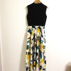 美品 22SS Diagram ダイアグラム グレースコンチネンタル ペイントプリントニットワンピース 0322233087 サイズ36 ブラック レディース 古着 中古 USED