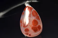 【１点物】シルバー925◇希少 シナバーインカルセドニー　36x25mm　ドロップ ペンダントトップ パワーストーン 天然石 _PC9301