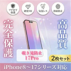 【2枚セット】iPhone17Pro ガラスフィルム 強化ガラス 保護フィルム 硬度9H 指紋防止 気泡レス 高透明 全面保護