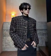 ALUDE ツイードジャケット black gord tweed jacket - メルカリ