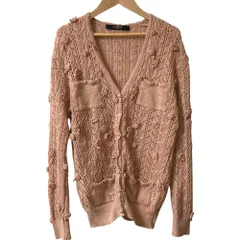 良品 PINK HOUSE COLLECTION ピンクハウス コレクション フラワーコサージュ ニットカーディガン ピンク レディース 古着 中古 USED