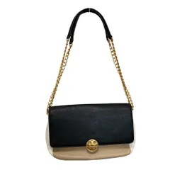 美品 TORY BURCH トリーバーチ レザー チェーン ショルダーバッグ ブラック ベージュ レディース 古着 中古 USED