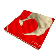 良品 LOUIS VUITTON ルイヴィトン ルイヴィトンカップ 2000 スカーフ レッド レディース 古着 中古 USED