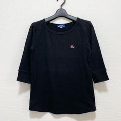 BURBERRY BLUE LABEL バーバリーブルーレーベル カットソー ブラック 黒 ロゴ刺繍 ホース レディース 38 Mサイズ相当 綿100% コットン100％ 三陽商会 日本製 Y2K フェアリーグランジ 平成ギャル Archive 00s