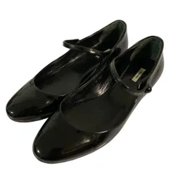 美品 MIU MIU ミュウミュウ パテントレザー メリージェーン パンプス フラットシューズ サイズ35.5 約22.5cm ブラック レディース 古着 中古 USED