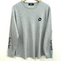 ✨美品✨ AZUL BY MOUSSY　アズールバイマウジー　ワッフルトップス　メンズ　袖刺繍　長袖　カジュアル　グレー　サイズＬ