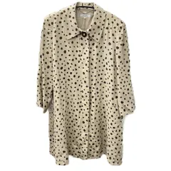 レリアン Leilian 美品 シャツワンピース チュニック ミモレ ロング 総柄 絹 シルク 大きいサイズ 9 M ベージュ 茶 ブラウン N9107J ■GY09