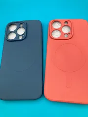 iPhone14 Pro ケース 2点セット MagSafe対応 シリコンケース ネイビー／レッド