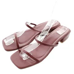 B&Y ユナイテッドアローズ BEAUTY&YOUTH ビューティー&ユース 2ラインサンダル フェイクレザー スクエアトゥ チャンキーヒール 38 24.5〜25cm ボルドー /XZ ■GY99