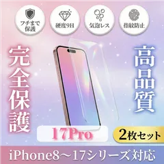 【2枚セット】iPhone17Pro ガラスフィルム 強化ガラス 保護フィルム 硬度9H 指紋防止 気泡レス 高透明 全面保護