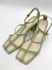 RANDA ランダ 定価7590円 ストラップベルトスクエアトゥ サンダル sizeM/緑 ■■レディース
