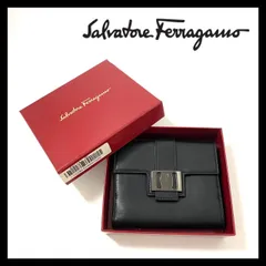 Y【Ferragamo】二つ折り財布 レザー ブラック/黒 コンパクトウォレット Salvatore/サルヴァトーレフェラガモ (61778SY5)