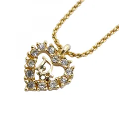 【6jbb0034】クリスチャンディオール ネックレス ディオールロゴ ハートモチーフ GPメッキ ラインストーン ゴールド【中古】レディース