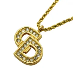 【6jbb0046-k】クリスチャンディオール ネックレス CDロゴ GPメッキ ラインストーン ゴールド【中古】レディース