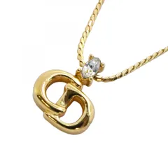 【6jbb0056-k】クリスチャンディオール ネックレス CDロゴ GPメッキ ラインストーン ゴールド【中古】レディース