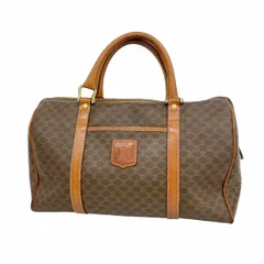 【6ba1197】セリーヌ ハンドバッグ マカダム PVC ブラウン ゴールド金具【中古】レディース