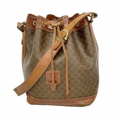 【6ba1314】セリーヌ ショルダーバッグ マカダム PVC ブラウン ゴールド金具【中古】レディース