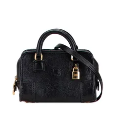 ロエベ アナグラム アマソナ マイクロミニ ハンドバッグ ショルダーバッグ 2WAY ブラック レザー レディース LOEWE【228-32209】