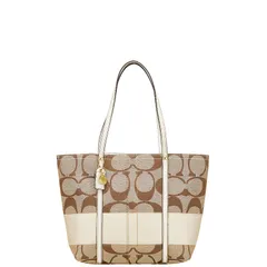 コーチ シグネチャー トートバッグ ショルダーバッグ ベージュ ブラウン キャンバス レザー レディース COACH【1-0232786】