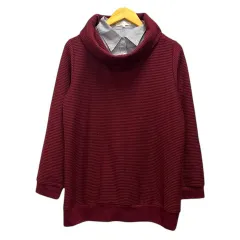 グローブ grove ニット セーター シャツ襟付き リブ 長袖 L 赤 ボルドー